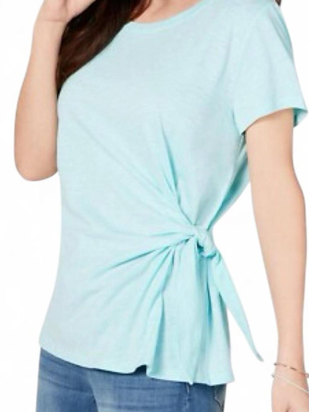 Style & Co. Women's Refreshing Teal Petite Side-Tie Top, size 3X